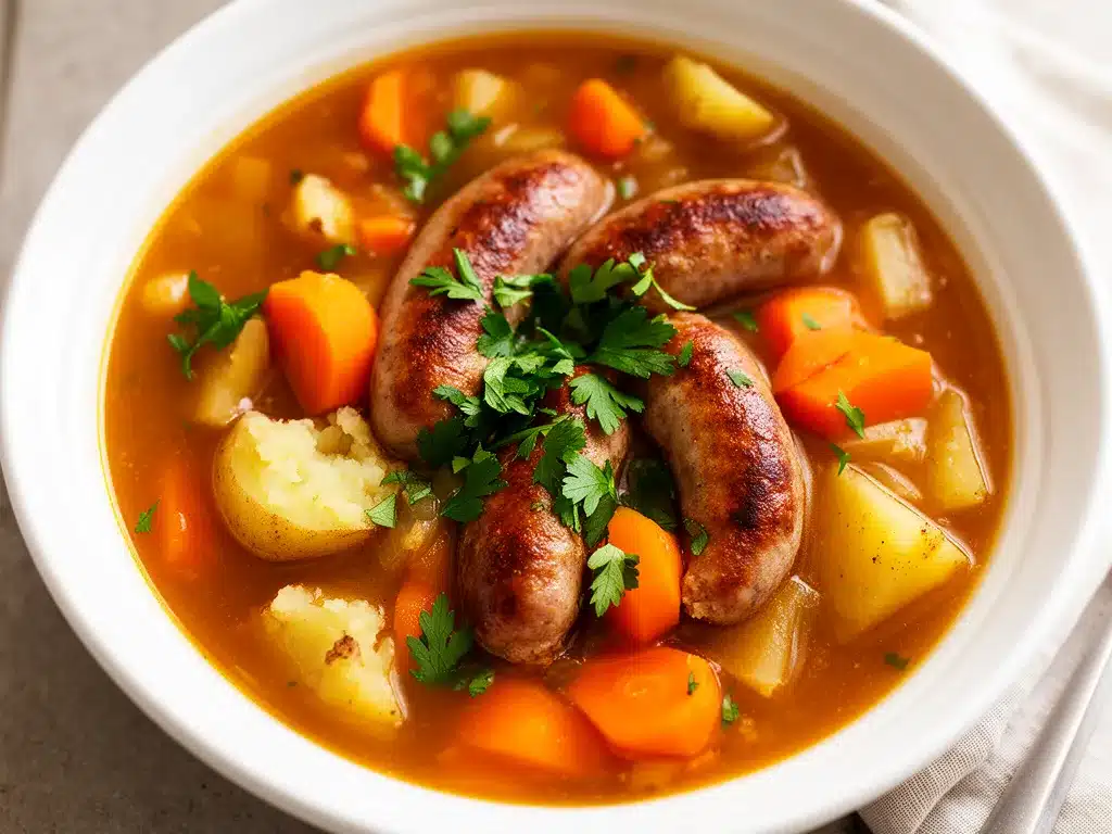 Ein-Topf Wintereintopf mit Würstchen: 30 Min. leicht 4 Ein-Topf Wintereintopf mit Würstchen preparation steps