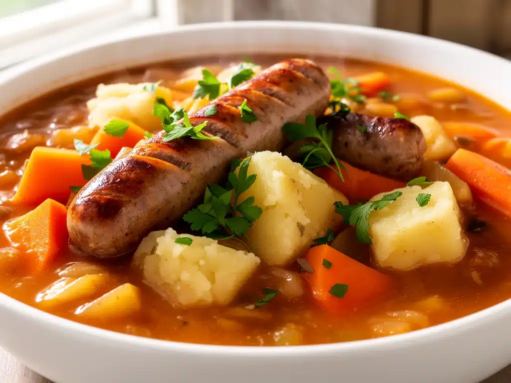 Ein-Topf Wintereintopf mit Würstchen - featured image
