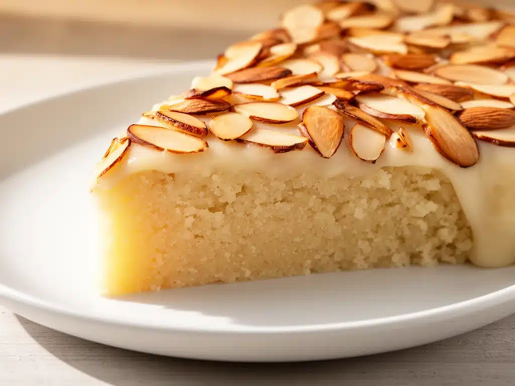 fluffiger Marzipankuchen mit Mandeln - featured image