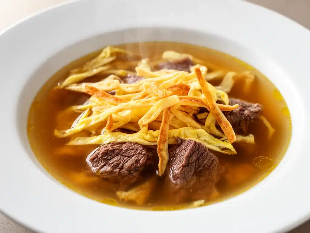 Schwäbische Flädlesuppe mit Rindfleisch - featured image