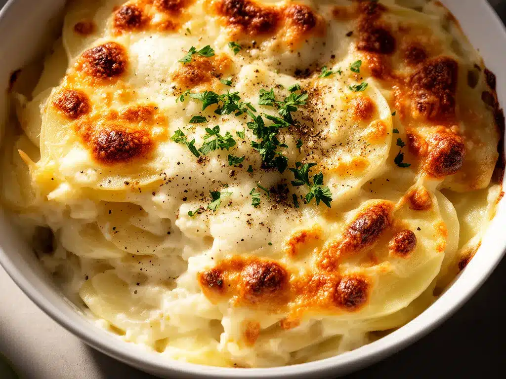 Weihnachten Kartoffelgratin mit Käse: 5 Schritt cremig 4 Weihnachten Kartoffelgratin mit Käse preparation steps