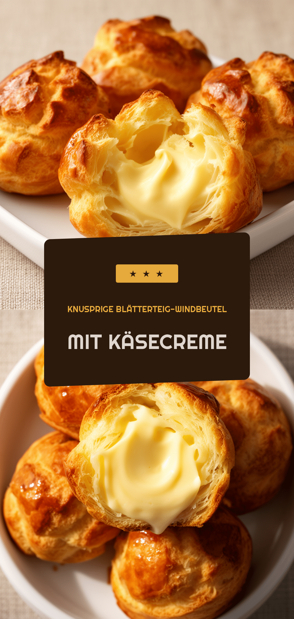 Weihnachts-Blätterteig-Windbeutel: 5 einfache Schritte 5 Weihnachts-Blätterteig-Windbeutel mit Käsecreme recipe