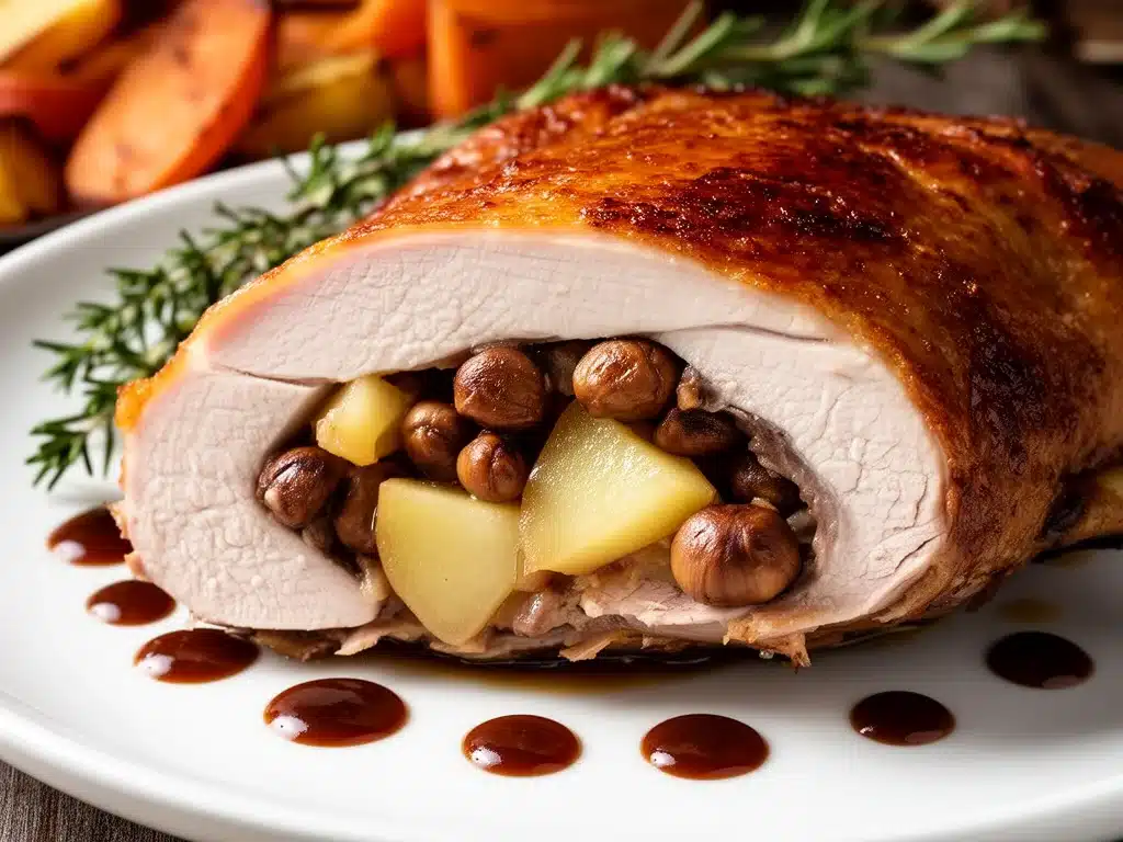Weihnachts-Gänsebraten mit Apfel-Maronen-Füllung - featured image