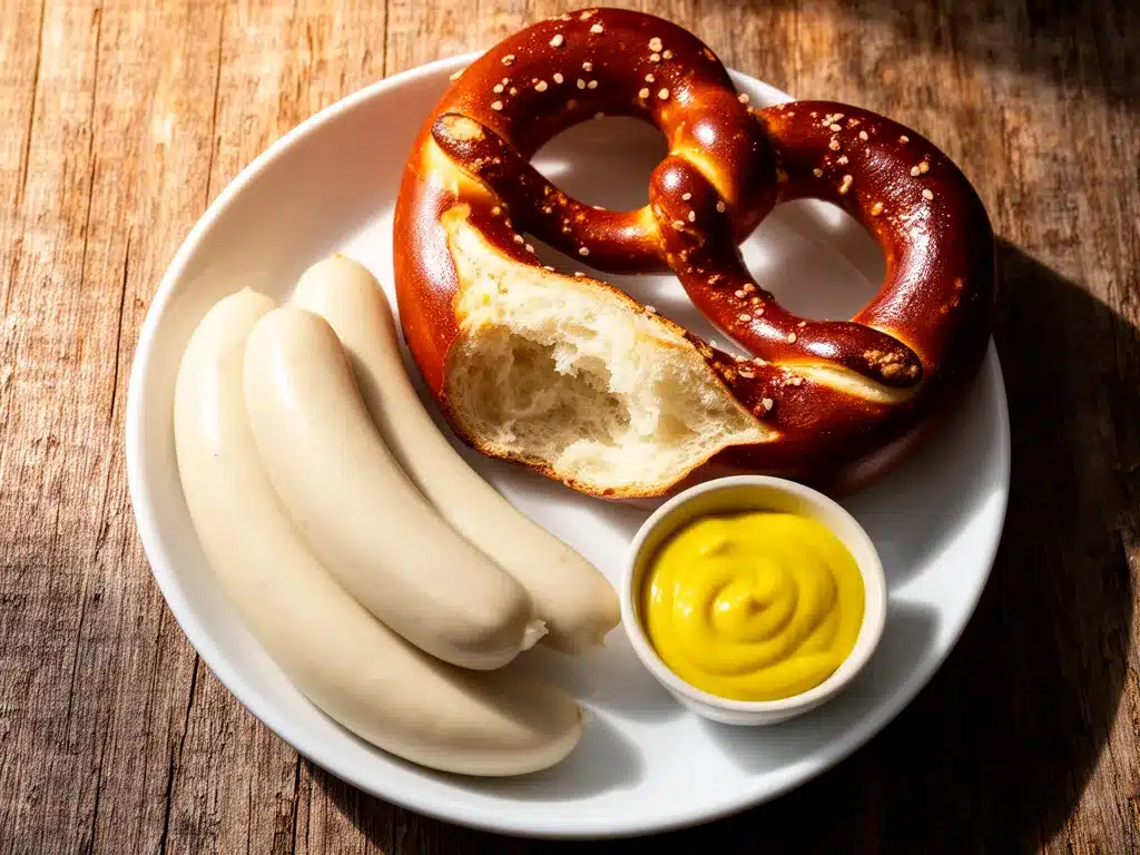 Traditionelles Weißwurstfrühstück: Perfekte Brezel mit Senf 4 Weißwurstfrühstück preparation steps