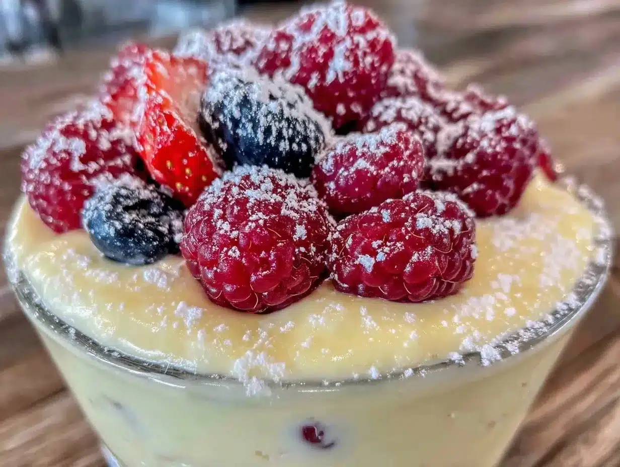Bayerische Creme mit Beeren: 5 Min. perfektes Oktoberfest-Dessert 4 Bayerische Creme mit Beeren preparation steps