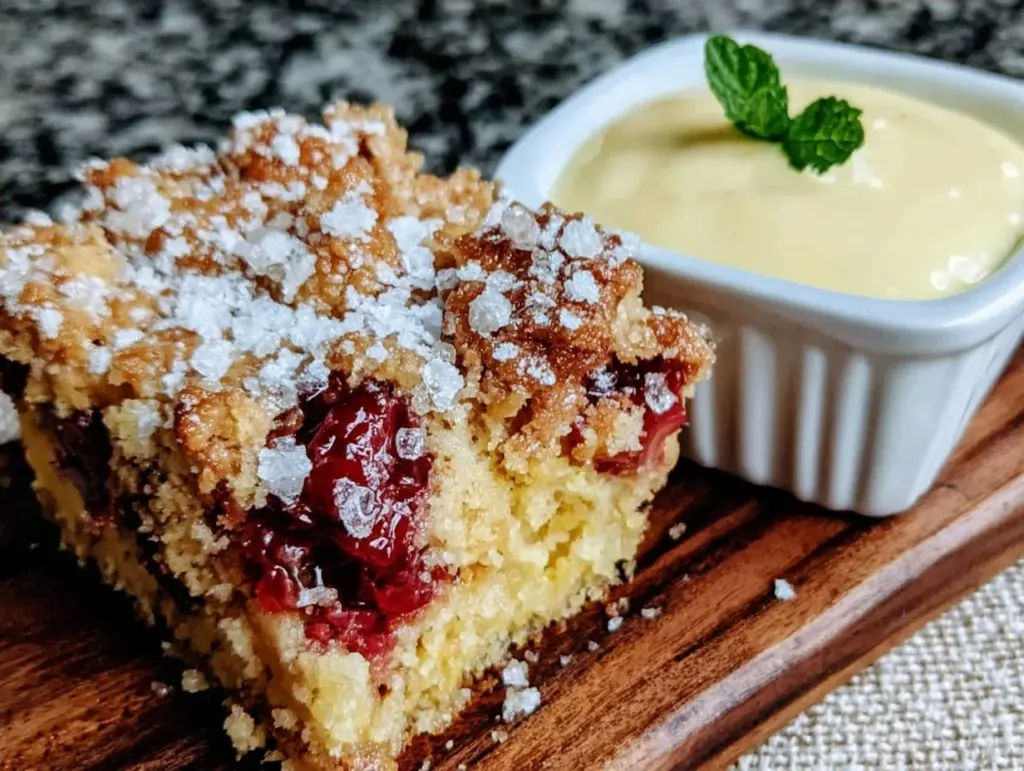 Cremiger Rhabarber-Streuselkuchen - featured image