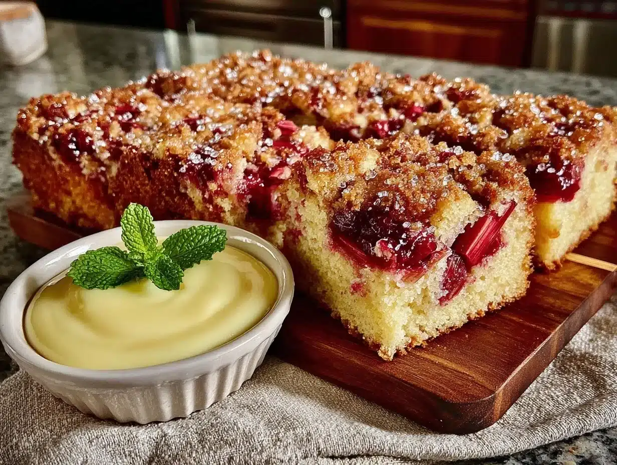 Cremiger Rhabarber-Streuselkuchen: Das perfekte Dessert für jeden Anlass 4 Cremiger Rhabarber-Streuselkuchen preparation steps