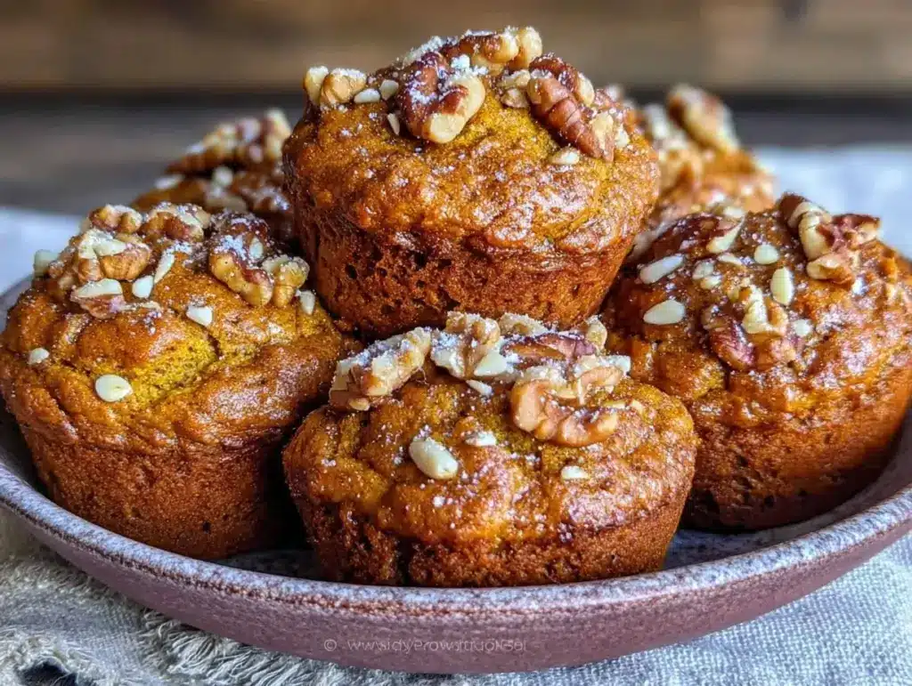 Erntedank Kürbis Muffins mit Walnüssen - featured image