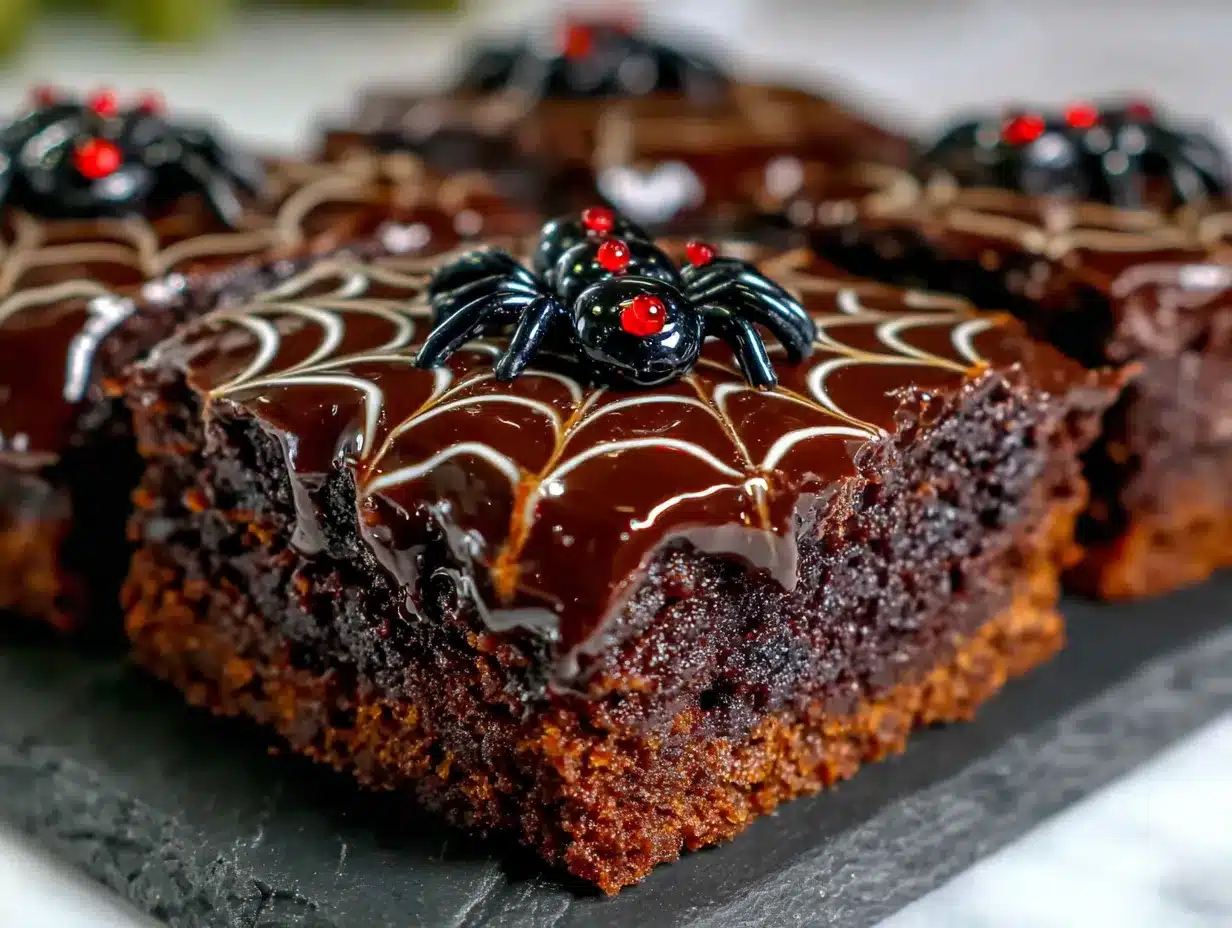 Halloween Blechkuchen mit Schoko-Spinnennetz: Günstig & Einfach 4 Halloween Blechkuchen preparation steps